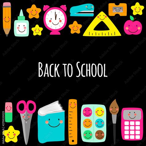 Cute Back to school banner design with colorful funny cartoon ...