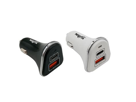 Nisuta Cargador USB Doble Auto 12 24V De Carga Rapida QC 3 0 Y USB C PD