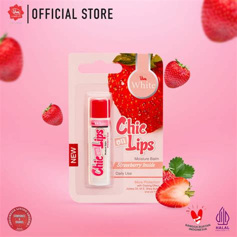 Promo Viva White Moisture Balm Chic On Lips Stawberry Inside Daily