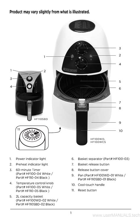 Black and Decker Air Fryer HF100WD User Manual