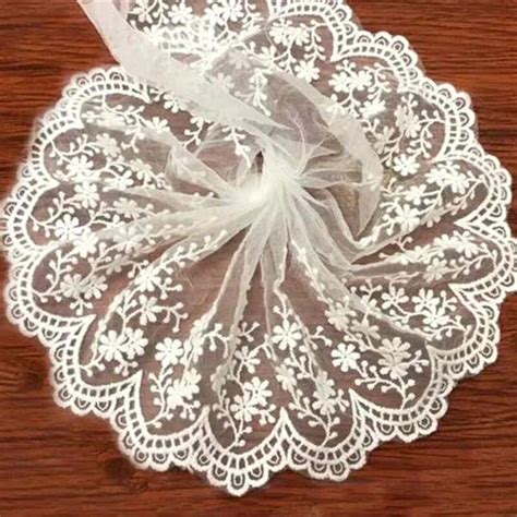 Yards African Lace Fabric Ribbon Cm Width Embroidered Lace White