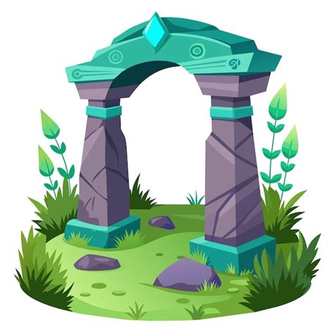 Un Arco De Piedra Con Un Arco De Pedra Y Hierba Vector Premium