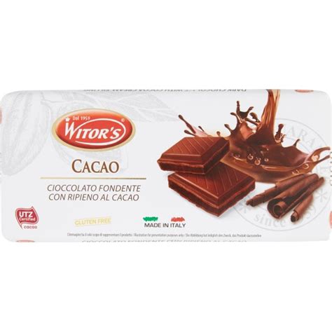 Witor S Cacao Tavoletta Di Cioccolato Fondente Ripiena Al Cacao Gr