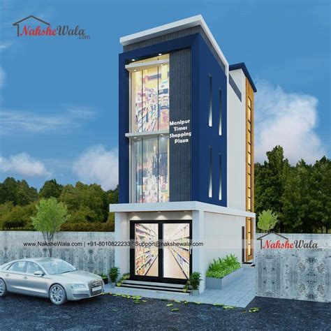 1000sqft Triplex Storey Commercial Building Elevation Design