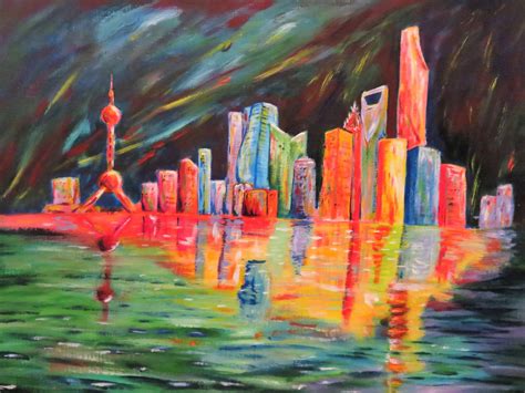 Shanghai Bund Skyline Peinture Par Wabyanko Artmajeur