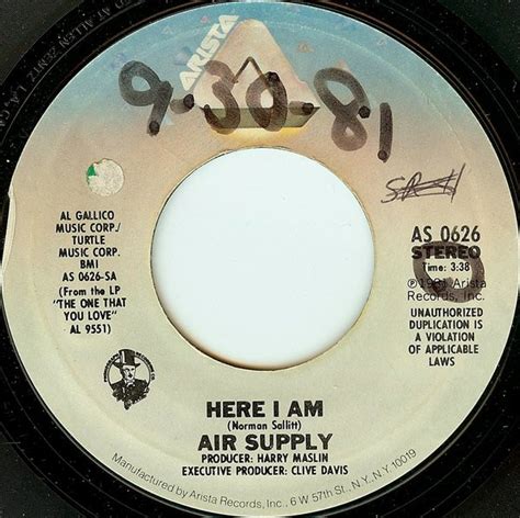 Air Supply – Here I Am (1981, Vinyl) - Discogs