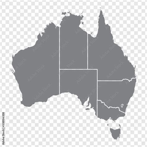 Blank Map Of Australia Map Of Australian States High Detailed Gray