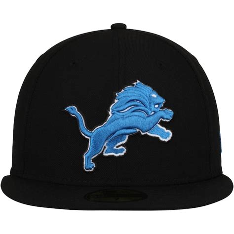 Mens Detroit Lions New Era Black Omaha 59fifty Fitted Hat