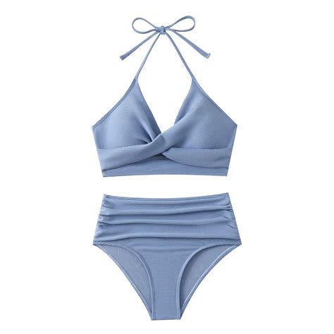 UTSJKR Womens High Waisted Halter Bikini Swimsuits Push Up Bikini Sets Sexy Bathing Suits Two