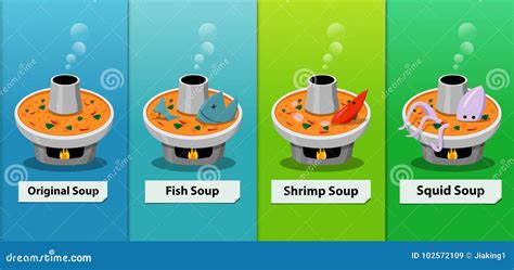 Set Of Traditional Spicy Thai Herb Soup On Hot Pot Stock Vector Illustration Of Asian