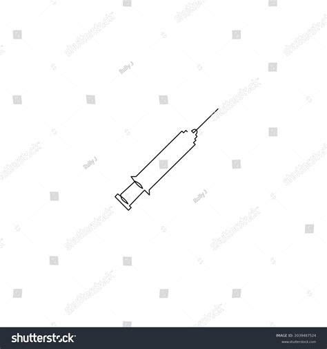 Continuous Line Drawing Syringe Object One Stock Vector (Royalty Free ...