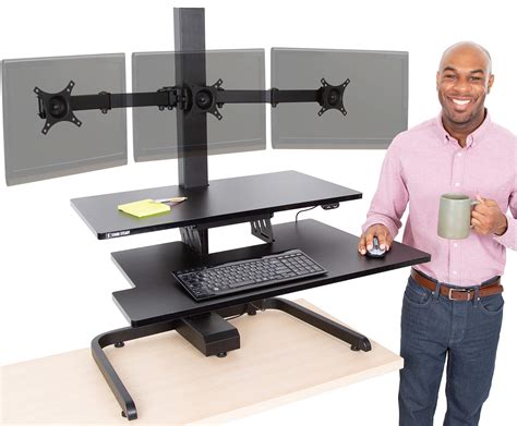 Stand Steady Techtonic Electric Standing Desk Converter With Triple