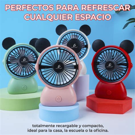 Mini Ventilador De Escritorio Recargable En Forma De Mickey Portátil