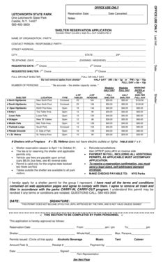 Fillable Online Parks Ny Letchworth Shelter Reservation Application