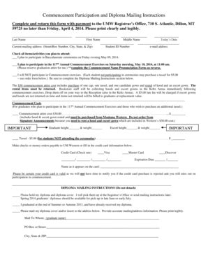 Fillable Online My Umwestern Commencement Participation Form My