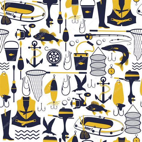 Fishing Seamless Pattern Stock Vector Olgamilagros