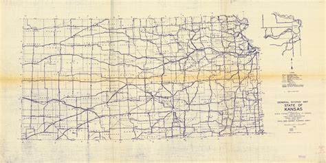 General Highway Map - State of Kansas - Art Source International