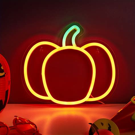 Pumpkin Shaped Led Neon Sign Usb Powered For Bedroom Room Wall