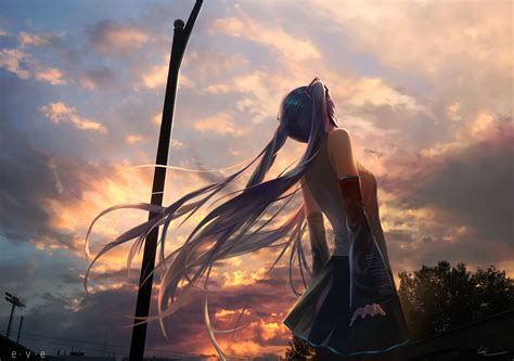 Hatsune Miku Sunset Dream Hd Anime Wallpaper By Leiq