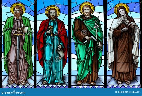 Stained Glass Window With Saints Stock Image Image 25543299