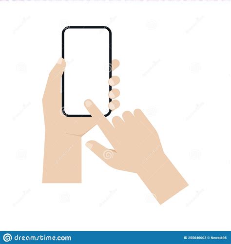 Hand Holding A Smartphone And Touch On Screen Vector Stock Vector Illustration Of Gesture