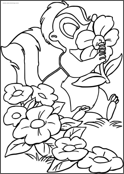 Bambi S Flower The Skunk Flower Nose Free Printable Coloring Pages