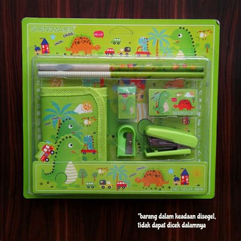 Jual PAKET ALAT TULIS STUDY SET KARAKTER DINOSAURUS DINO DINOSAURS