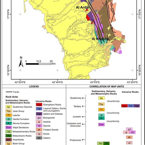 A Geological Map Of Jizan Modified From Fairer 1985 Blank Et Al