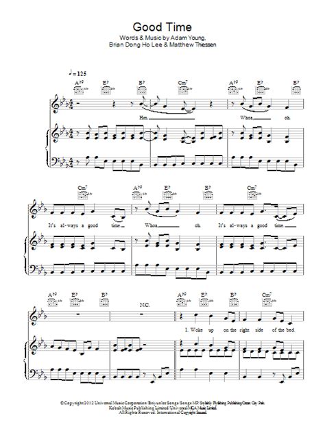 Good Time By Owl City Featuring Carly Rae Jepsen Sheet Music For Piano