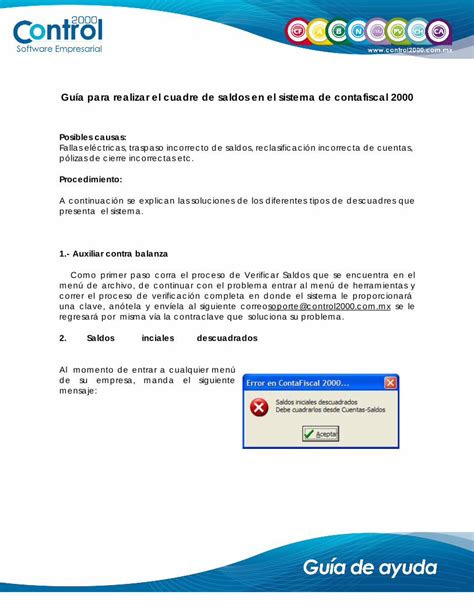 Pdf Gu A Para Realizar El Cuadre De Saldos En Control Pdf