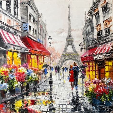 Paris Cafe Oil Painting Original Art Work Romantic Couple - Etsy