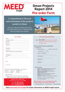 Fillable Online Oman Projects Report Pre Order Form A