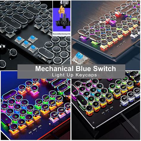 Mechanical Light Up Keyboard With Led Backlit, Typewriter Style Gaming ...