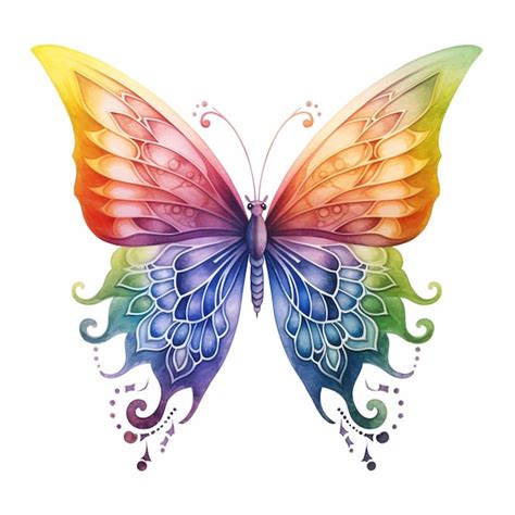 Premium Photo Brightly Colored Butterfly With Swirls And Stars On