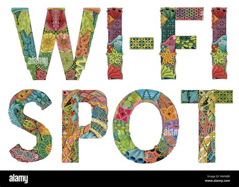 Words Wi Fi Spot Vector Decorative Zentangle Object Stock Vector Image