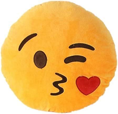 Amazon Co Jp KUU 32cm Emoji Smiley Emoticon Yellow Round Cushion