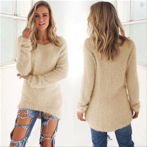 Sexy Women Long Sleeve Cardigan Fuzzy Knitted Sweater Pullover Sweatshirt Coat Ebay