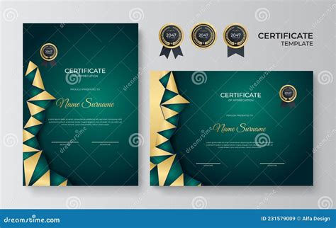 Multipurpose Certificate Of Appreciation Template With Green And Gold Color Modern Luxury