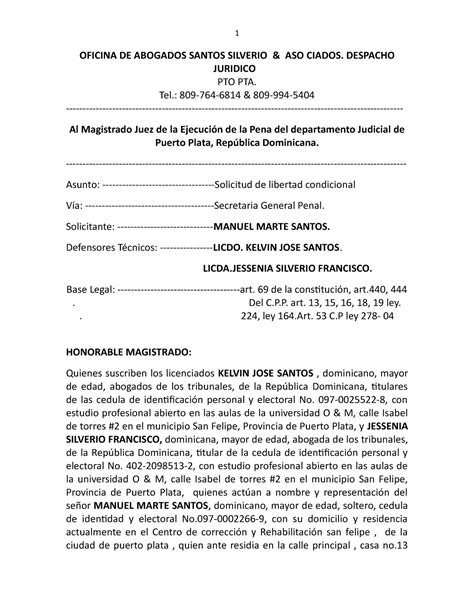 Solicitud De Libertad Condicional Solicitud De Libertad Condicional