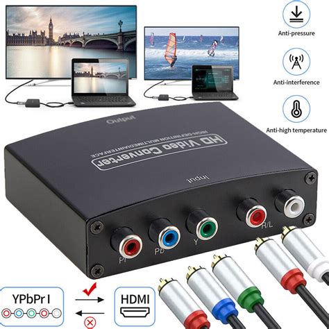 P Ypbpr Component To Hdmi Converter Stereo Audio Video L R Rca Rgb