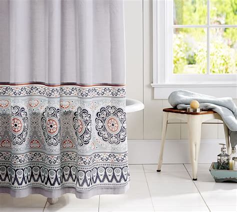 Pia Bordered Shower Curtain | Pottery Barn