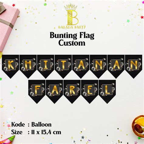 1 Pcs Bunting Flag Custom Tema Balloon Bendera Ulang Tahun Custom