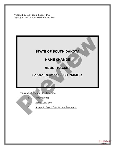 South Dakota Name Change Instructions And Forms Package For An Adult