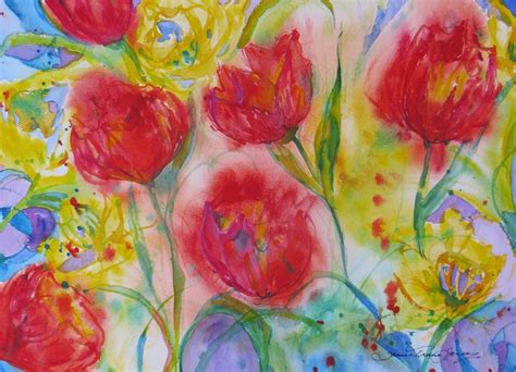 Watercolor Artists International Tulip Revival Iv Abstract Tulip