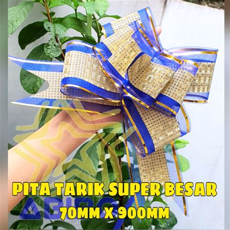 Jual SUPER JUMBO PREMIUM 70mm Panjang 90cm Pita Tarik Organdi Kombinasi