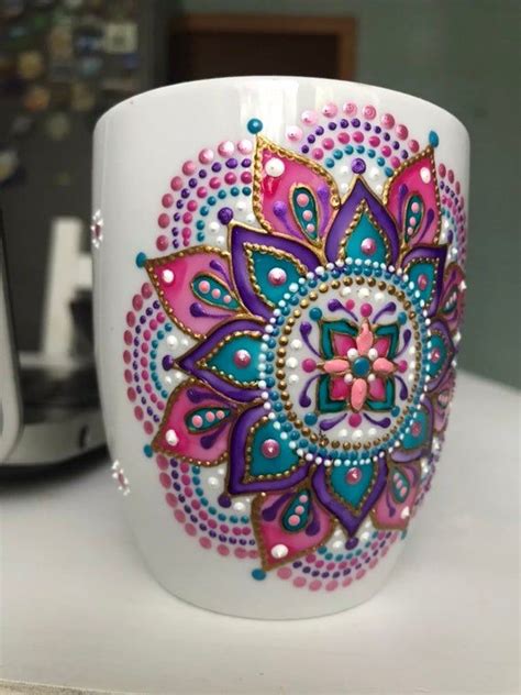 Ceramic Mug With Mandala Wild Orchid Mandala Mug Hand Painted