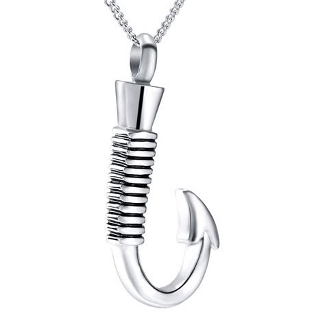 Yinplsmemory DIYjewelry Inc Fish Hook Cremation Urn Necklace For Ashes