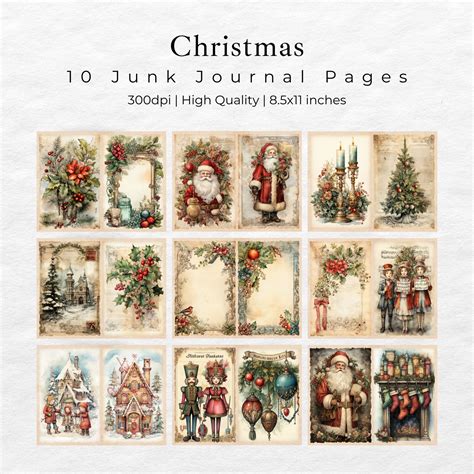 Christmas Junk Journal Kit Vintage Merry Christmas Junk Journal Pages