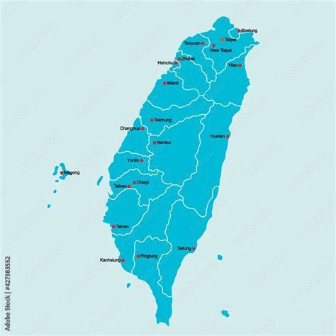 Doodle freehand drawing Taiwan political map with major cities. Vector ...