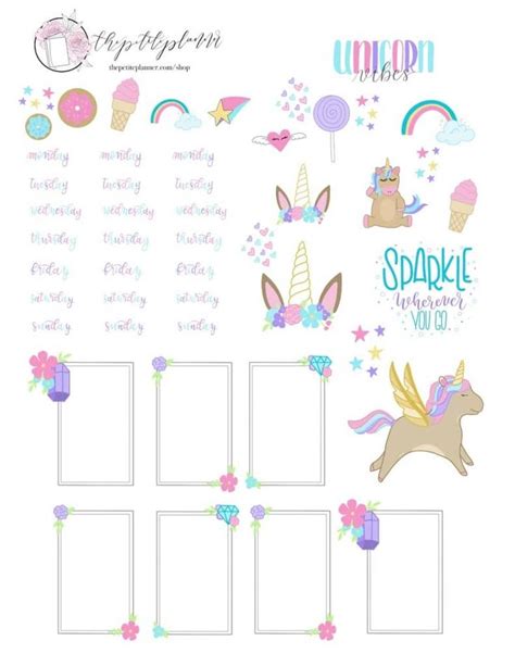 Đáng yêu cute unicorn stickers printable In tại nhà bạn